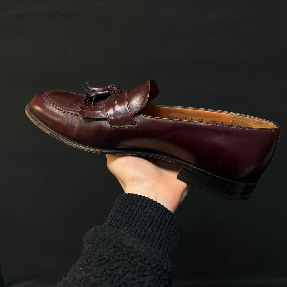 Men's Salvatore Ferragamo burgundy Kiltie Tasseled Loafers Size 9.5 uh25938 g 25